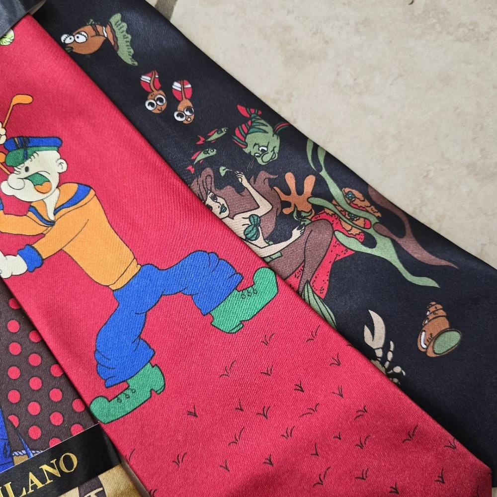 Lot Of 9 Character Satin Ties